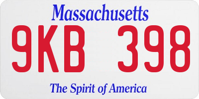 MA license plate 9KB398