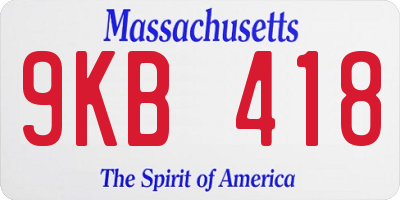 MA license plate 9KB418
