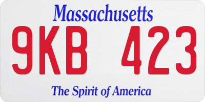 MA license plate 9KB423