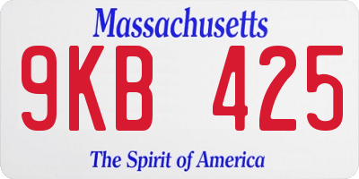 MA license plate 9KB425