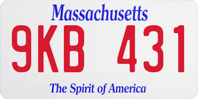 MA license plate 9KB431