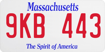 MA license plate 9KB443