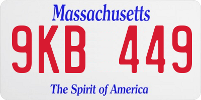 MA license plate 9KB449