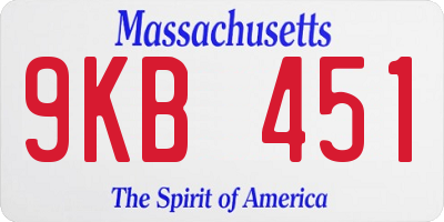 MA license plate 9KB451