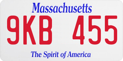 MA license plate 9KB455