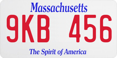 MA license plate 9KB456