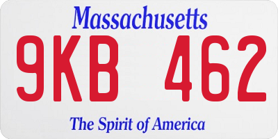 MA license plate 9KB462