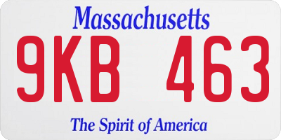 MA license plate 9KB463