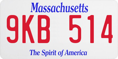 MA license plate 9KB514