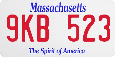 MA license plate 9KB523