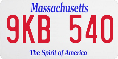 MA license plate 9KB540