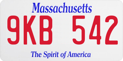 MA license plate 9KB542
