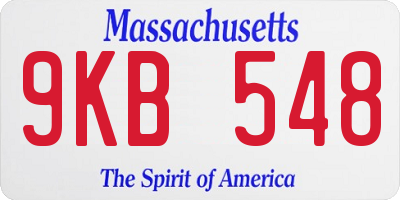 MA license plate 9KB548
