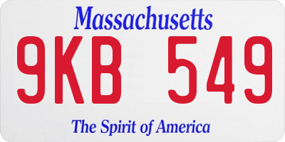 MA license plate 9KB549