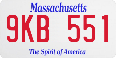 MA license plate 9KB551