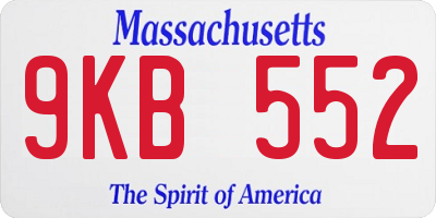 MA license plate 9KB552