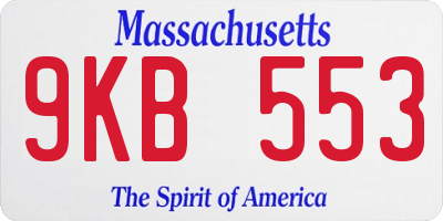 MA license plate 9KB553