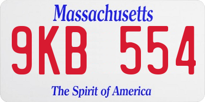 MA license plate 9KB554