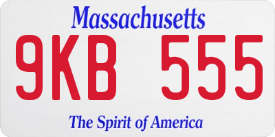 MA license plate 9KB555