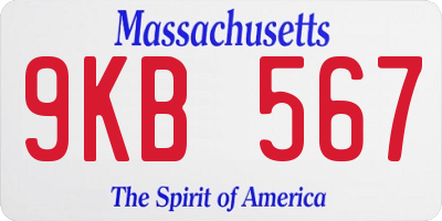 MA license plate 9KB567