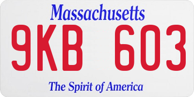 MA license plate 9KB603