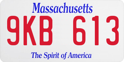 MA license plate 9KB613