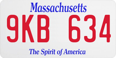 MA license plate 9KB634