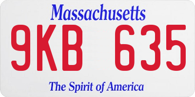 MA license plate 9KB635