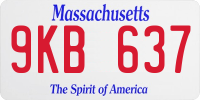 MA license plate 9KB637