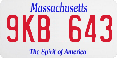 MA license plate 9KB643