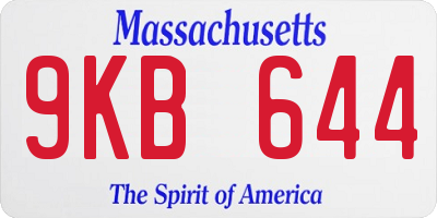 MA license plate 9KB644