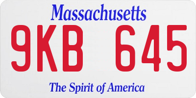 MA license plate 9KB645