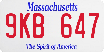 MA license plate 9KB647
