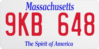 MA license plate 9KB648