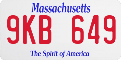 MA license plate 9KB649