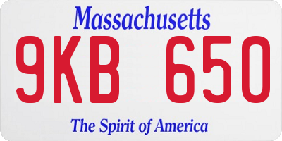 MA license plate 9KB650