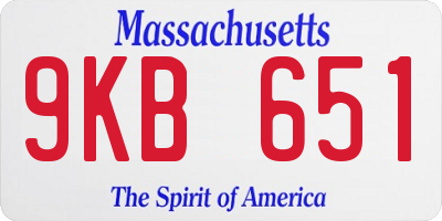 MA license plate 9KB651