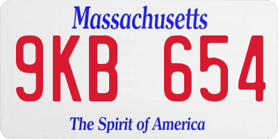 MA license plate 9KB654