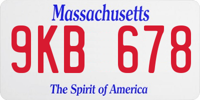 MA license plate 9KB678