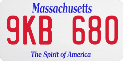 MA license plate 9KB680