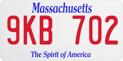 MA license plate 9KB702