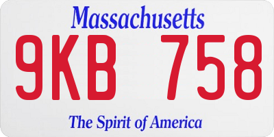 MA license plate 9KB758