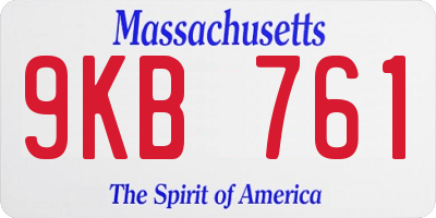 MA license plate 9KB761