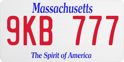 MA license plate 9KB777