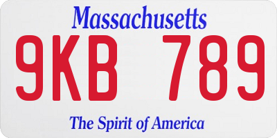 MA license plate 9KB789