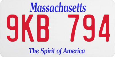 MA license plate 9KB794
