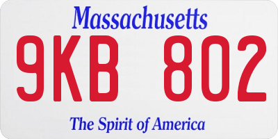MA license plate 9KB802