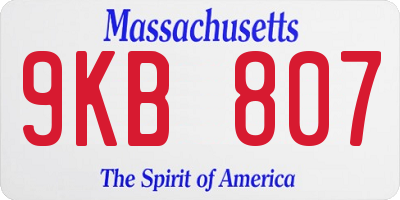MA license plate 9KB807