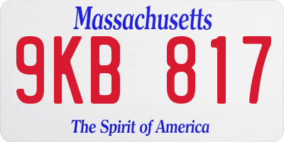MA license plate 9KB817