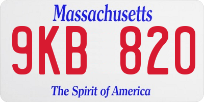MA license plate 9KB820